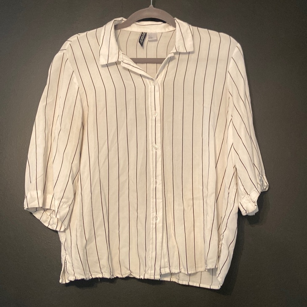 Black strips button down t shirt